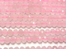 [Video] High Quality! Rose Quartz AA++ Faceted Button Rondelle 4x4x3mm 1strand beads (aprx.15inch/38cm)