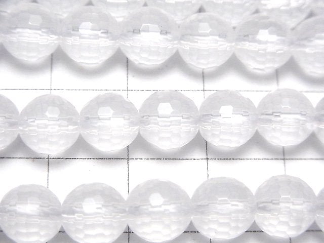 [Video] Milky Quartz AAA 128Faceted Round 8mm half or 1strand beads (aprx.15inch/38cm)