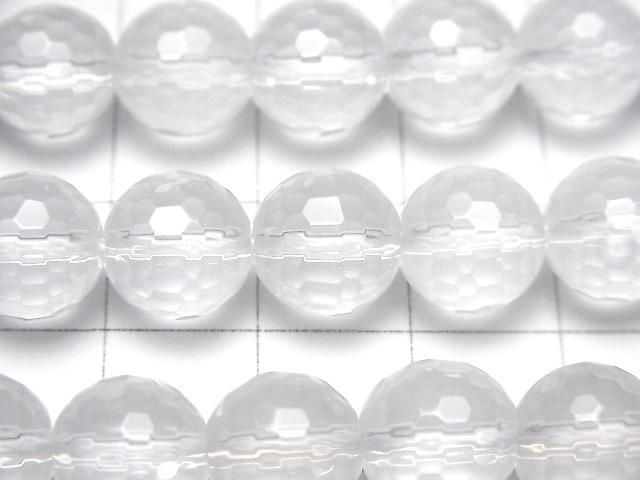 [Video]Milky Quartz AAA 128Faceted Round 10mm half or 1strand beads (aprx.15inch/38cm)