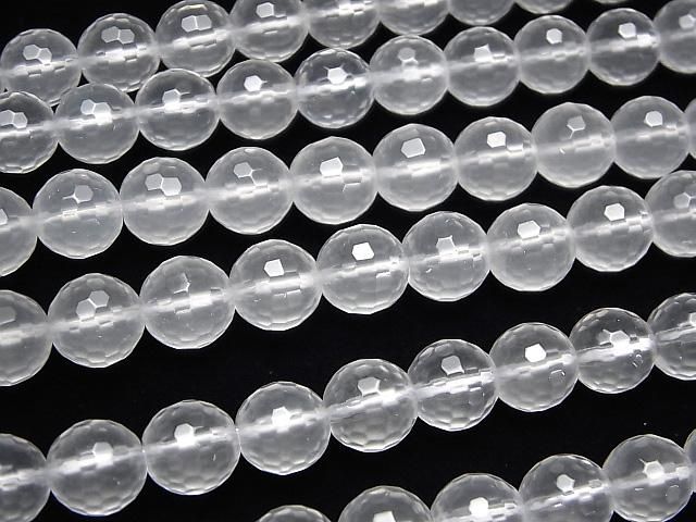 [Video]Milky Quartz AAA 128Faceted Round 10mm half or 1strand beads (aprx.15inch/38cm)