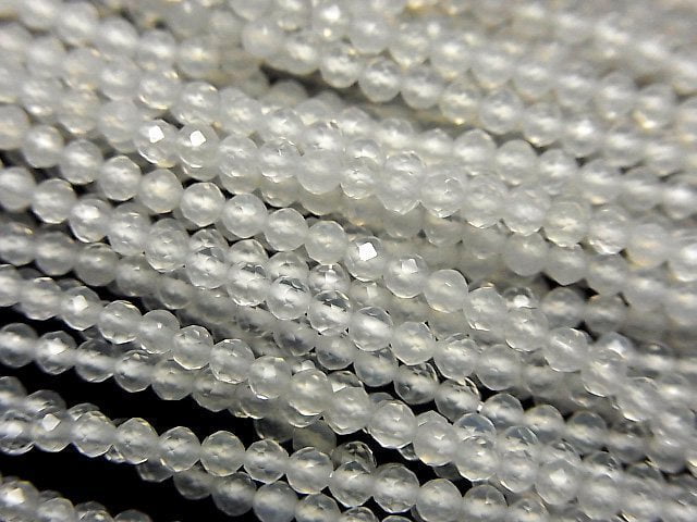 High Quality! White Chalcedony Faceted Round 2mm 1strand beads (aprx.15inch/38cm)