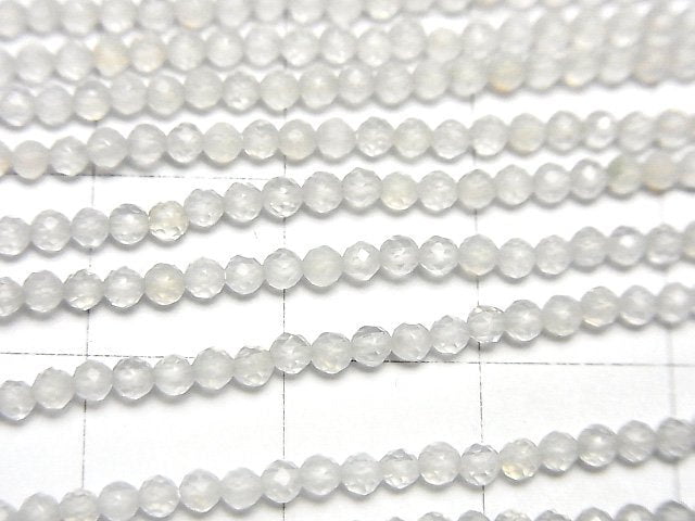 High Quality! White Chalcedony Faceted Round 2mm 1strand beads (aprx.15inch/38cm)