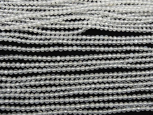 High Quality! White Chalcedony Faceted Round 2mm 1strand beads (aprx.15inch/38cm)