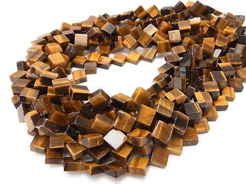 [Video] Yellow Tiger's Eye AA ++ Flat Diamond 12 x 12 x 5 half or 1 strand beads (aprx.15 inch / 36 cm)