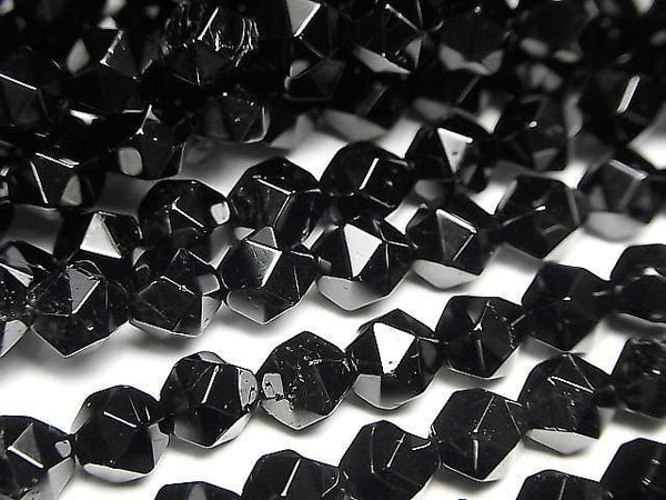 Black Tourmaline AA++ 24 Faceted Round 6mm Half or 1 Strand Beads (approx. 14 inches/35 cm)