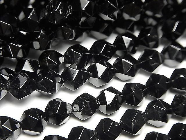 Black Tourmaline AA++ 24 Faceted Round 6mm Half or 1 Strand Beads (approx. 14 inches/35 cm)