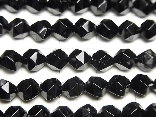 Black Tourmaline AA++ 24 Faceted Round 6mm Half or 1 Strand Beads (approx. 14 inches/35 cm)
