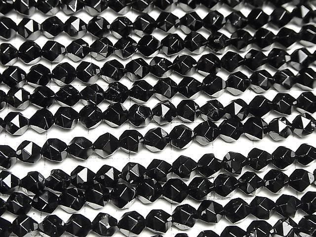Black Tourmaline AA++ 24 Faceted Round 6mm Half or 1 Strand Beads (approx. 14 inches/35 cm)