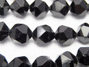 Black Tourmaline AA + 24 Faceted Round 10 mm half or 1 strand beads (aprx.15 inch / 37 cm)