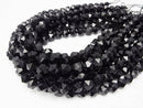 Black Tourmaline AA + 24 Faceted Round 10 mm half or 1 strand beads (aprx.15 inch / 37 cm)