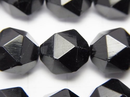 Black Tourmaline AA + 24 Faceted Round 12 mm half or 1 strand beads (aprx.15 inch / 37 cm)