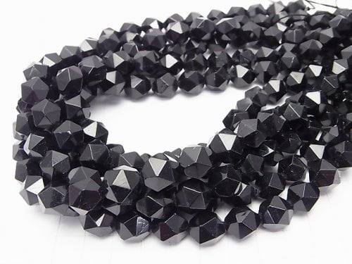 Black Tourmaline AA + 24 Faceted Round 12 mm half or 1 strand beads (aprx.15 inch / 37 cm)