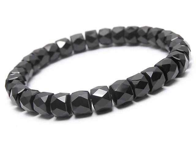High Quality!  Onyx AAA Faceted Button Rondelle 8x8x6mm Bracelet