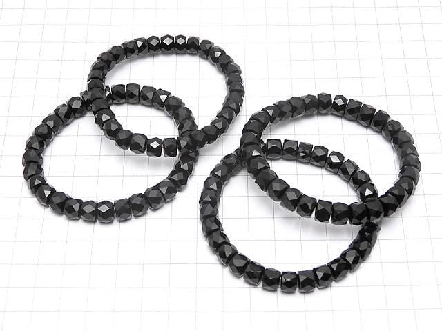 High Quality!  Onyx AAA Faceted Button Rondelle 8x8x6mm Bracelet