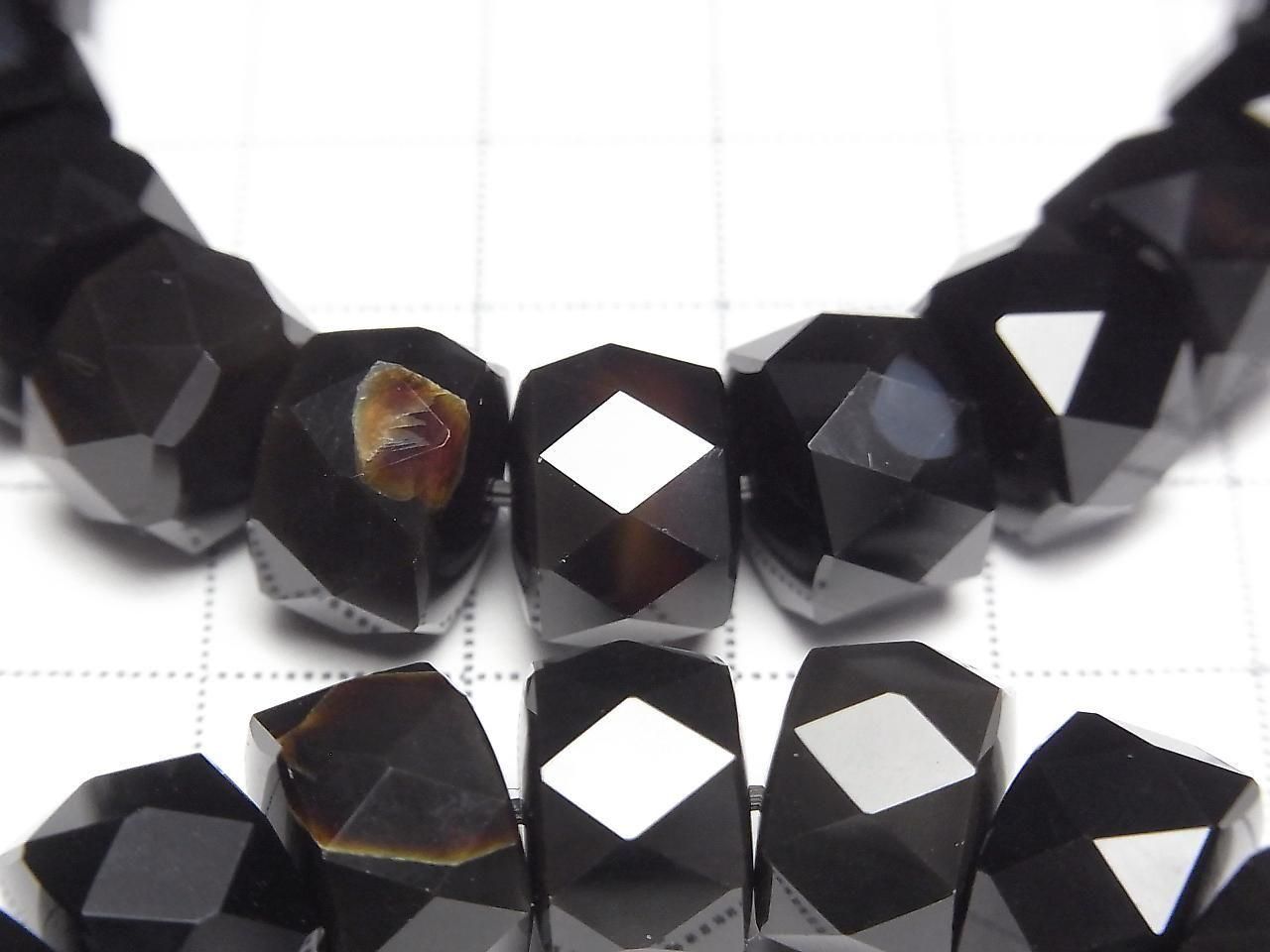 高品質！縞瑪瑙 AAA 刻面圓形鈕扣珠 12x12x8mm 手鍊