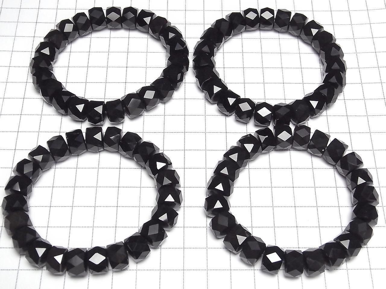 Qualité supérieure ! Bracelet Onyx AAA facetté bouton rondelle 12x12x8mm