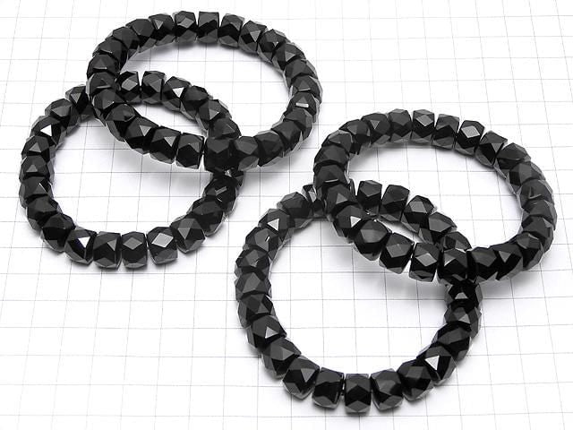 [Video]High Quality! Onyx AAA Faceted Button Rondelle 12x12x8mm Bracelet