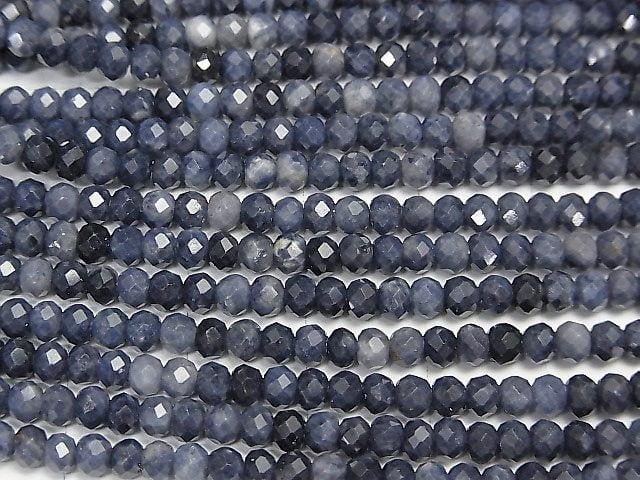 [Video]High Quality! Sapphire AA++ Faceted Button Rondelle 2.5x2.5x2mm half or 1strand beads (aprx.15inch/37cm)