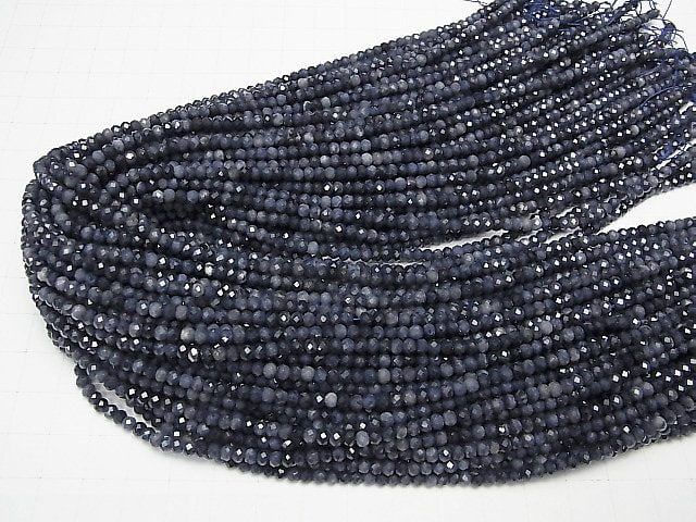 [Video]High Quality! Sapphire AA++ Faceted Button Rondelle 2.5x2.5x2mm half or 1strand beads (aprx.15inch/37cm)