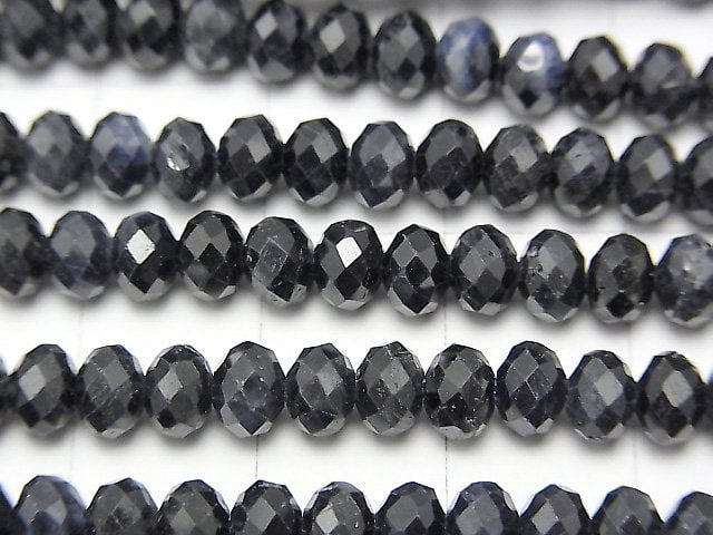 [Video] High Quality!  Sapphire AA+ Faceted Button Roundel 5x5x3 half or 1strand beads (aprx.15inch/38cm)