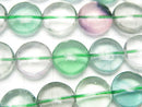 [Video] Multicolor Fluorite AAA - AAA - Coin 12 x 12 x 7 mm half or 1 strand beads (aprx.15 inch / 36 cm)