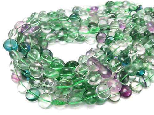 [Video] Multicolor Fluorite AAA - AAA - Coin 12 x 12 x 7 mm half or 1 strand beads (aprx.15 inch / 36 cm)