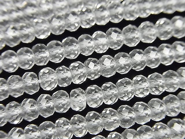 [Video] High Quality! Crystal AAA-Faceted Button Rondelle 4x4x2.5mm 1-strand beads (approx. 15 inches/37 cm)