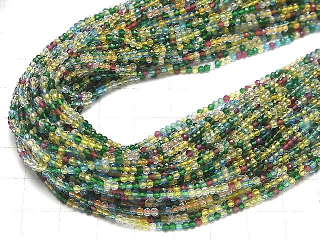 High Quality! Glass Beads Faceted Round 2mm Multi color 1strand beads (aprx.13inch/32cm)