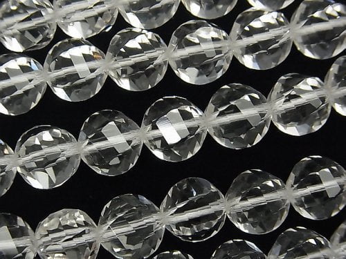 Crystal Quartz, Faceted Round Gemstone Beads