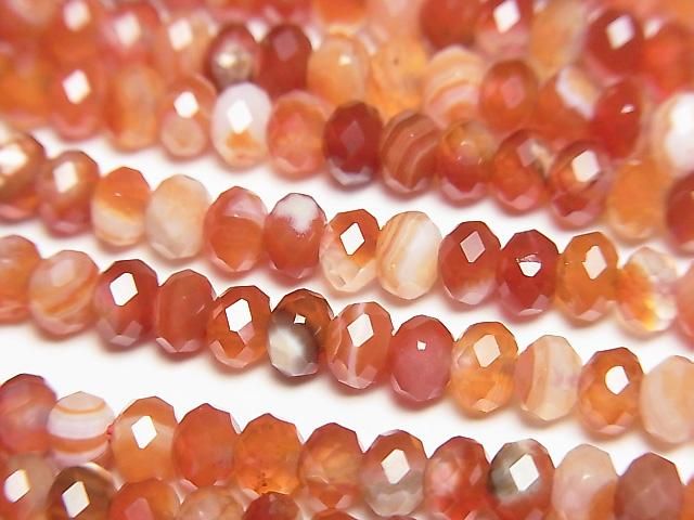 [Video]High Quality! Carnelian ,Sardonyx AAA Faceted Button Rondelle 4x4x2.5mm 1strand beads (aprx.15inch/37cm)