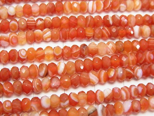 High Quality!  Carnelian ,Sardonyx AAA Faceted Button Roundel 4x4x2.5mm half or 1strand beads (aprx.15inch/37cm)