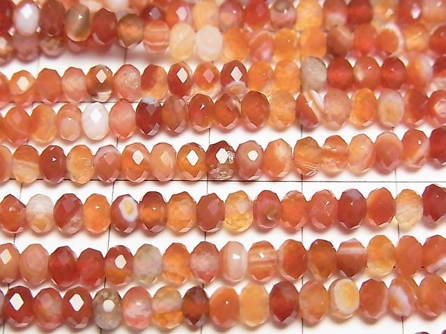 [Video]High Quality! Carnelian ,Sardonyx AAA Faceted Button Rondelle 4x4x2.5mm 1strand beads (aprx.15inch/37cm)