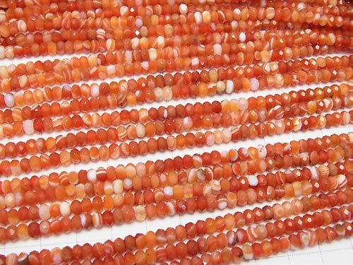 High Quality!  Carnelian ,Sardonyx AAA Faceted Button Roundel 4x4x2.5mm half or 1strand beads (aprx.15inch/37cm)