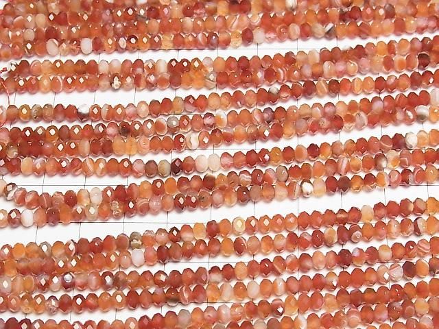 [Video]High Quality! Carnelian ,Sardonyx AAA Faceted Button Rondelle 4x4x2.5mm 1strand beads (aprx.15inch/37cm)