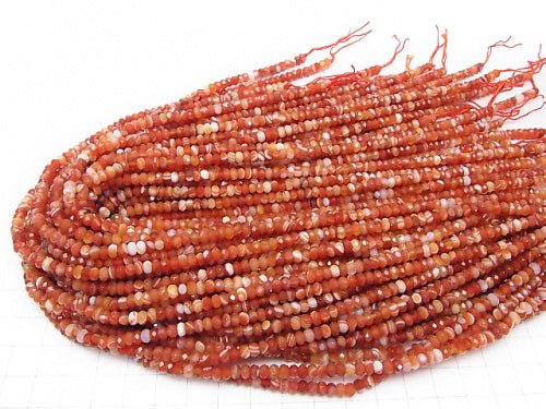 High Quality!  Carnelian ,Sardonyx AAA Faceted Button Roundel 4x4x2.5mm half or 1strand beads (aprx.15inch/37cm)