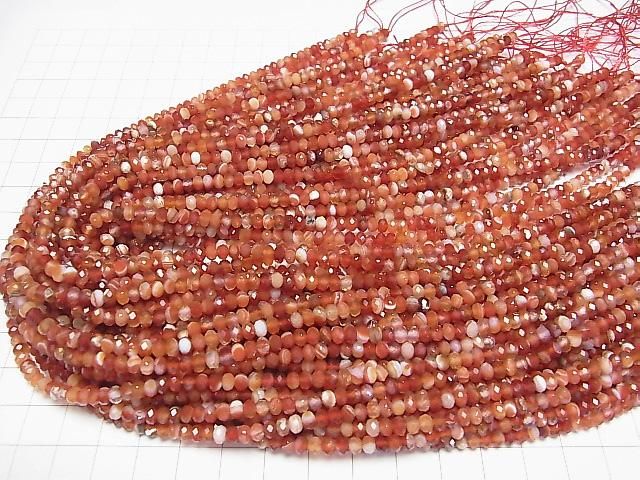 [Video]High Quality! Carnelian ,Sardonyx AAA Faceted Button Rondelle 4x4x2.5mm 1strand beads (aprx.15inch/37cm)