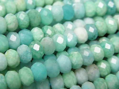 High Quality!  Amazonite AA++ Faceted Button Roundel 6x6x4mm half or 1strand beads (aprx.15inch/37cm)