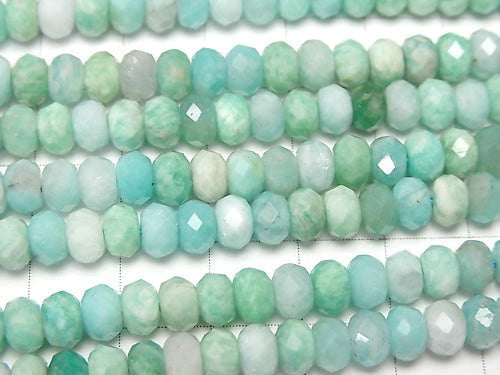 High Quality!  Amazonite AA++ Faceted Button Roundel 6x6x4mm half or 1strand beads (aprx.15inch/37cm)