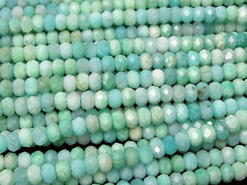 High Quality!  Amazonite AA++ Faceted Button Roundel 6x6x4mm half or 1strand beads (aprx.15inch/37cm)