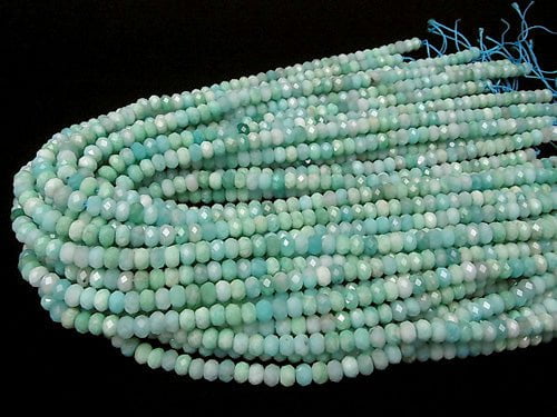 High Quality!  Amazonite AA++ Faceted Button Roundel 6x6x4mm half or 1strand beads (aprx.15inch/37cm)