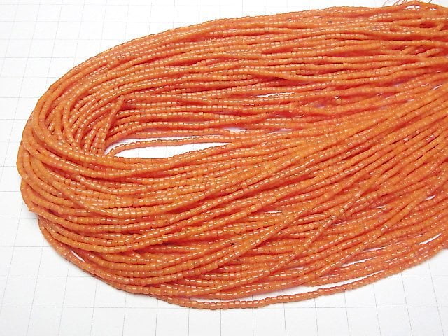 [Video] Orange Coral (Dyed) Roundel (Heishi) 2x2x1.5mm 1strand beads (aprx.15inch/38cm)