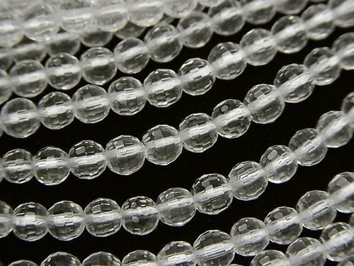 Crystal Quartz, Faceted Round Gemstone Beads