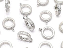 Metal parts Rondelle with Ring [6mm][7mm][8mm][10mm] Silver color (with CZ) 3pcs