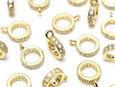 Metal parts Ring with Rondelle [6mm][7mm][8mm] Gold color (with CZ) 3pcs