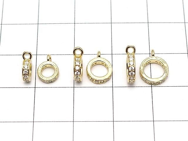 Metal parts Ring with Rondelle [6mm][7mm][8mm] Gold color (with CZ) 3pcs