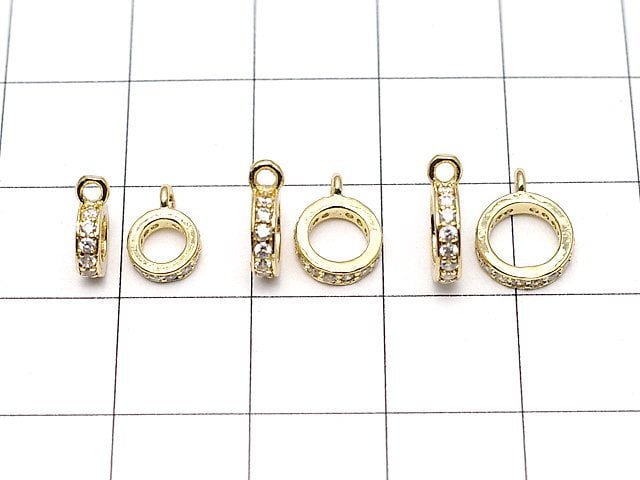 Metal parts Roundel with Ring [6mm][7mm][8mm] Gold color (with CZ) 3pcs