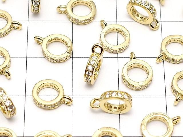 Metal parts Ring with Rondelle [6mm][7mm][8mm] Gold color (with CZ) 3pcs