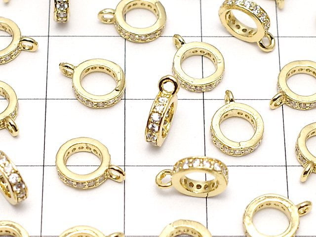 Metal parts Roundel with Ring [6mm][7mm][8mm] Gold color (with CZ) 3pcs