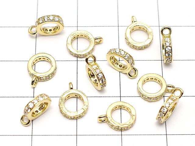 Metal parts Roundel with Ring [6mm][7mm][8mm] Gold color (with CZ) 3pcs