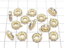 Metal parts Rondelle with Ring [6mm][7mm][9mm] Gold color (with CZ) 2pcs
